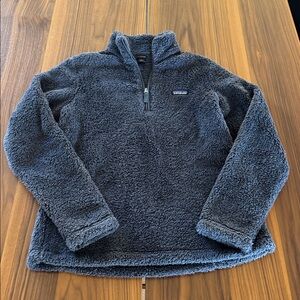 Patagonia Los Gatos 1/4 Zip Smolder Blue Furry Fleece Jacket size Large